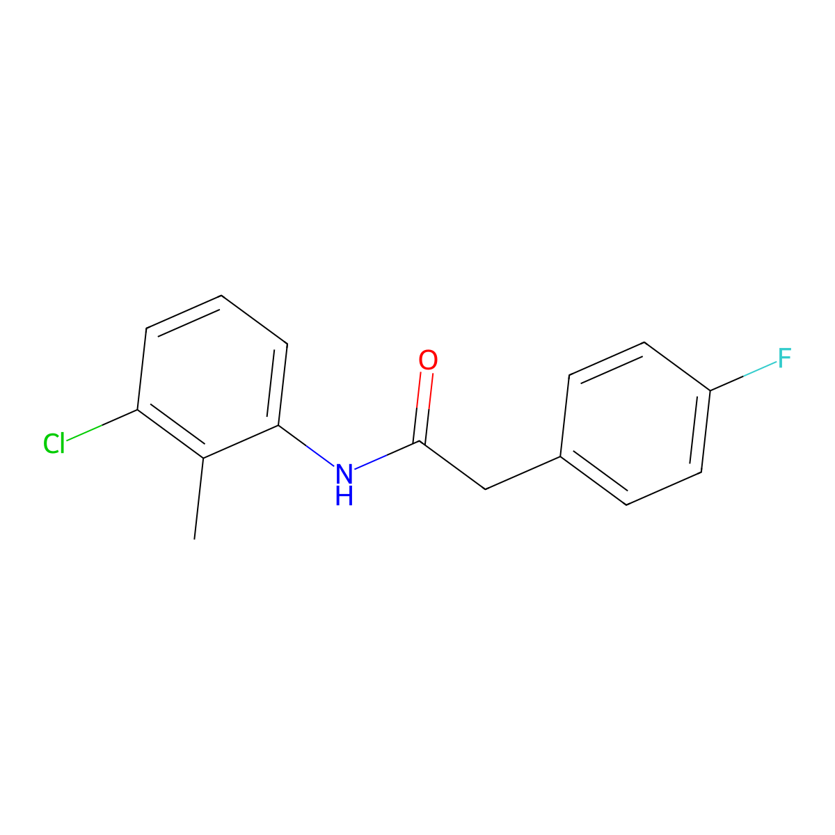 N-(3-chloro-2-methylphenyl)-2-(4-fluorophenyl)acetamide molecular structure, CAS 432516-58-0