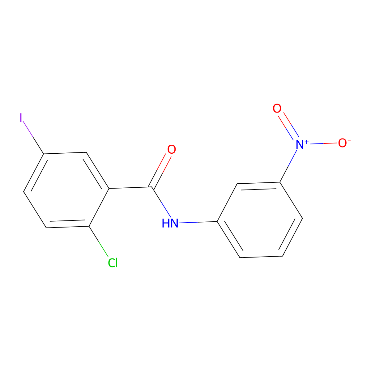2-chloro-5-iodo-N-(3-nitrophenyl)benzamide molecular structure, CAS 432516-75-1