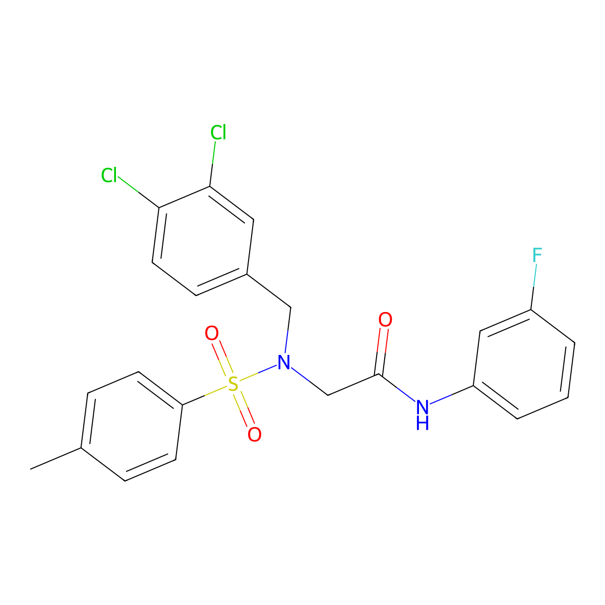 2-[(3,4-dichlorophenyl)methyl-(4-methylphenyl)sulfonylamino]-N-(3-fluorophenyl)acetamide molecular structure, CAS 432517-12-9