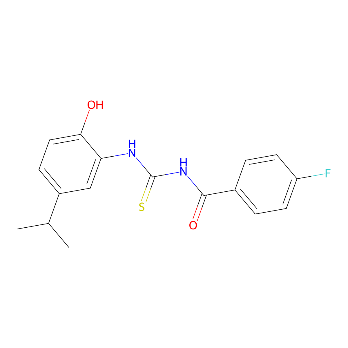 N-(4-fluorobenzoyl)-N'-(2-hydroxy-5-isopropylphenyl)thiourea molecular structure, CAS 432517-16-3