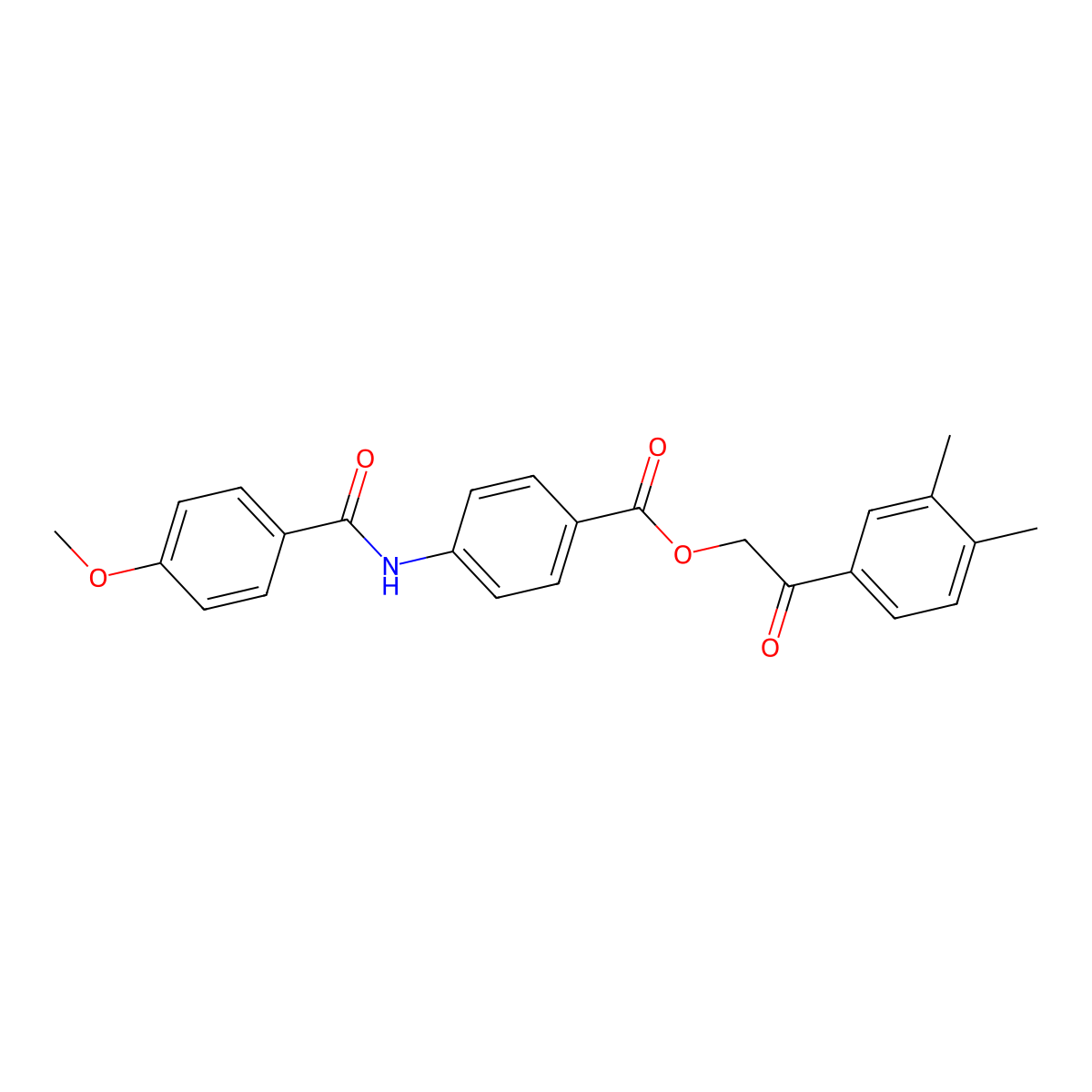 2-(3,4-Dimethylphenyl)-2-oxoethyl 4-[(4-methoxybenzoyl)amino]benzoate molecular structure, CAS 432517-30-1