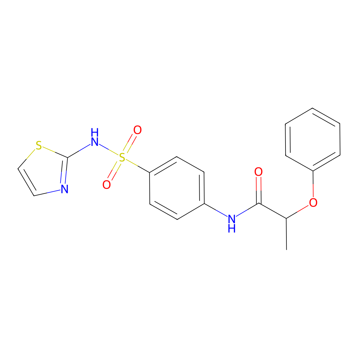 2-phenoxy-N-[4-(1,3-thiazol-2-ylsulfamoyl)phenyl]propanamide molecular structure, CAS 432518-14-4