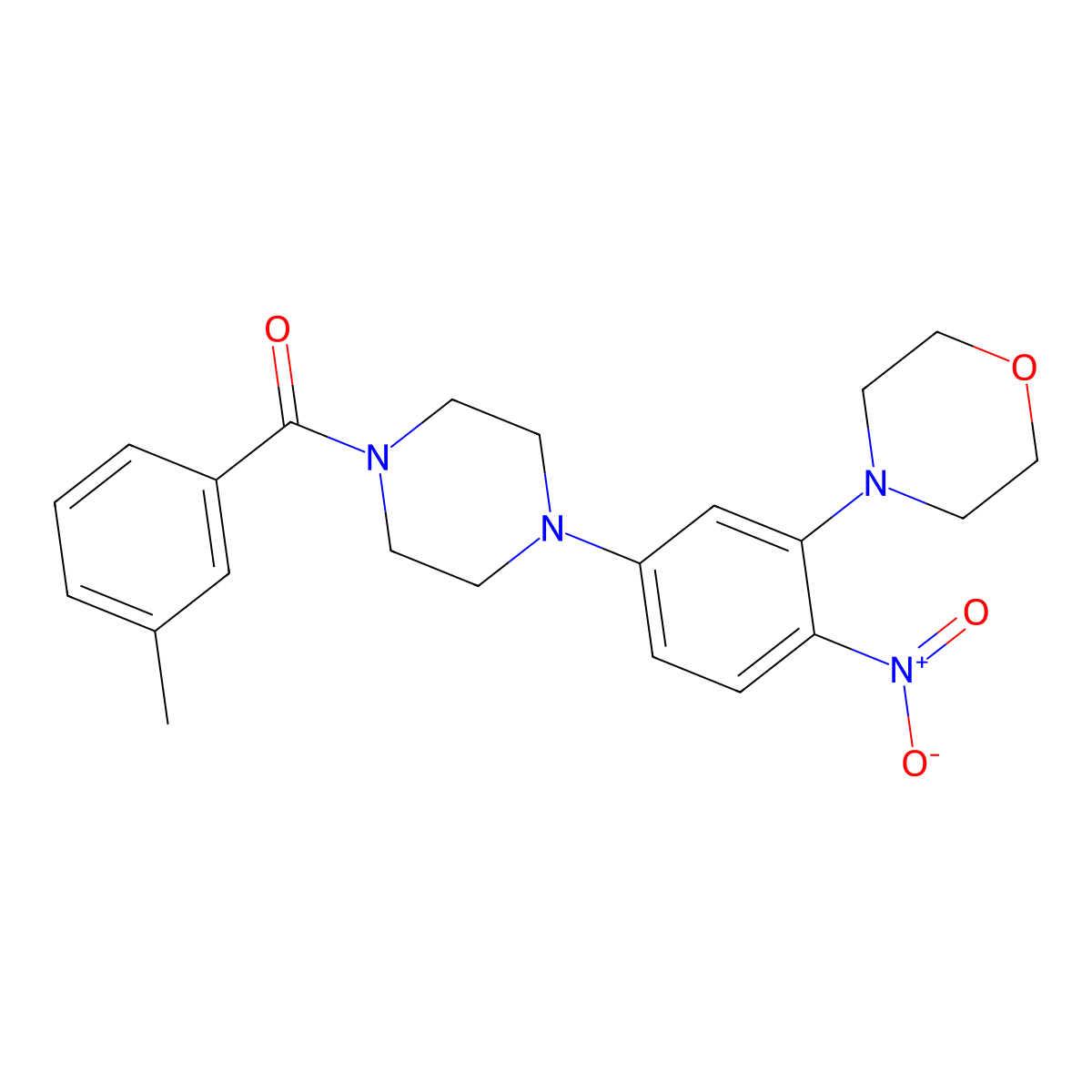 (3-Methylphenyl)-[4-(3-morpholin-4-yl-4-nitrophenyl)piperazin-1-yl]methanone molecular structure, CAS 432518-21-3