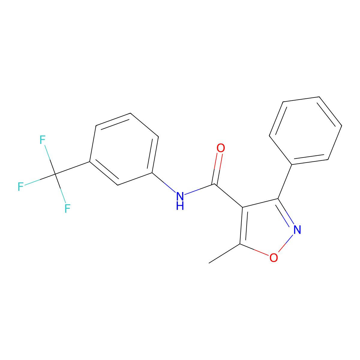 5-methyl-3-phenyl-N-[3-(trifluoromethyl)phenyl]-1,2-oxazole-4-carboxamide molecular structure, CAS 432518-45-1