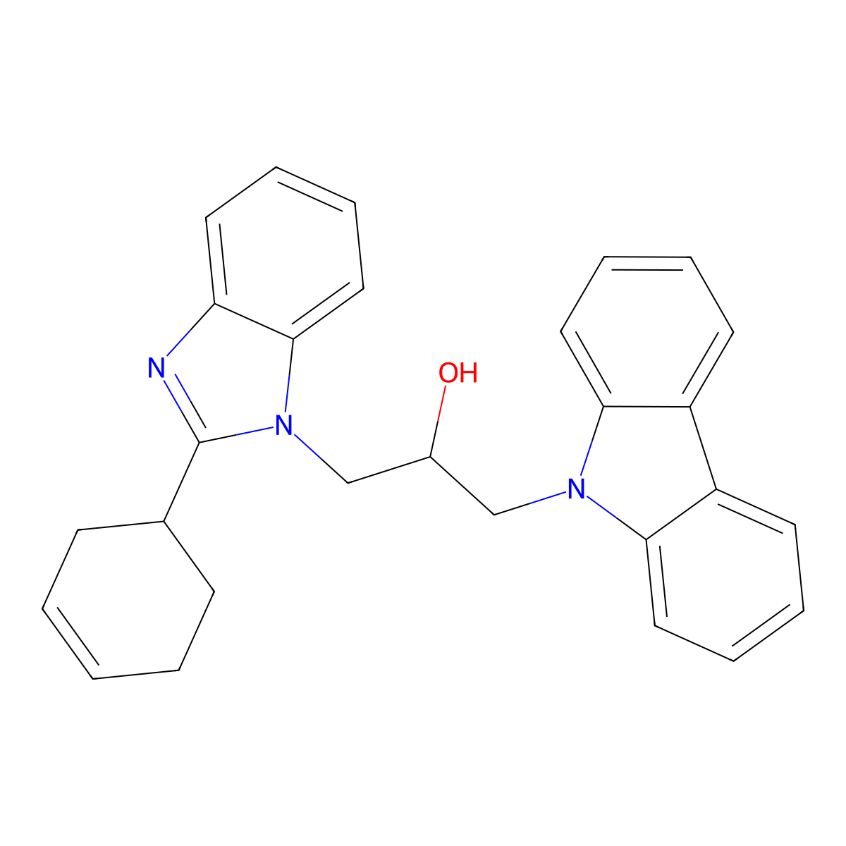 1-Carbazol-9-yl-3-(2-cyclohex-3-en-1-ylbenzimidazol-1-yl)propan-2-ol molecular structure, CAS 432518-51-9