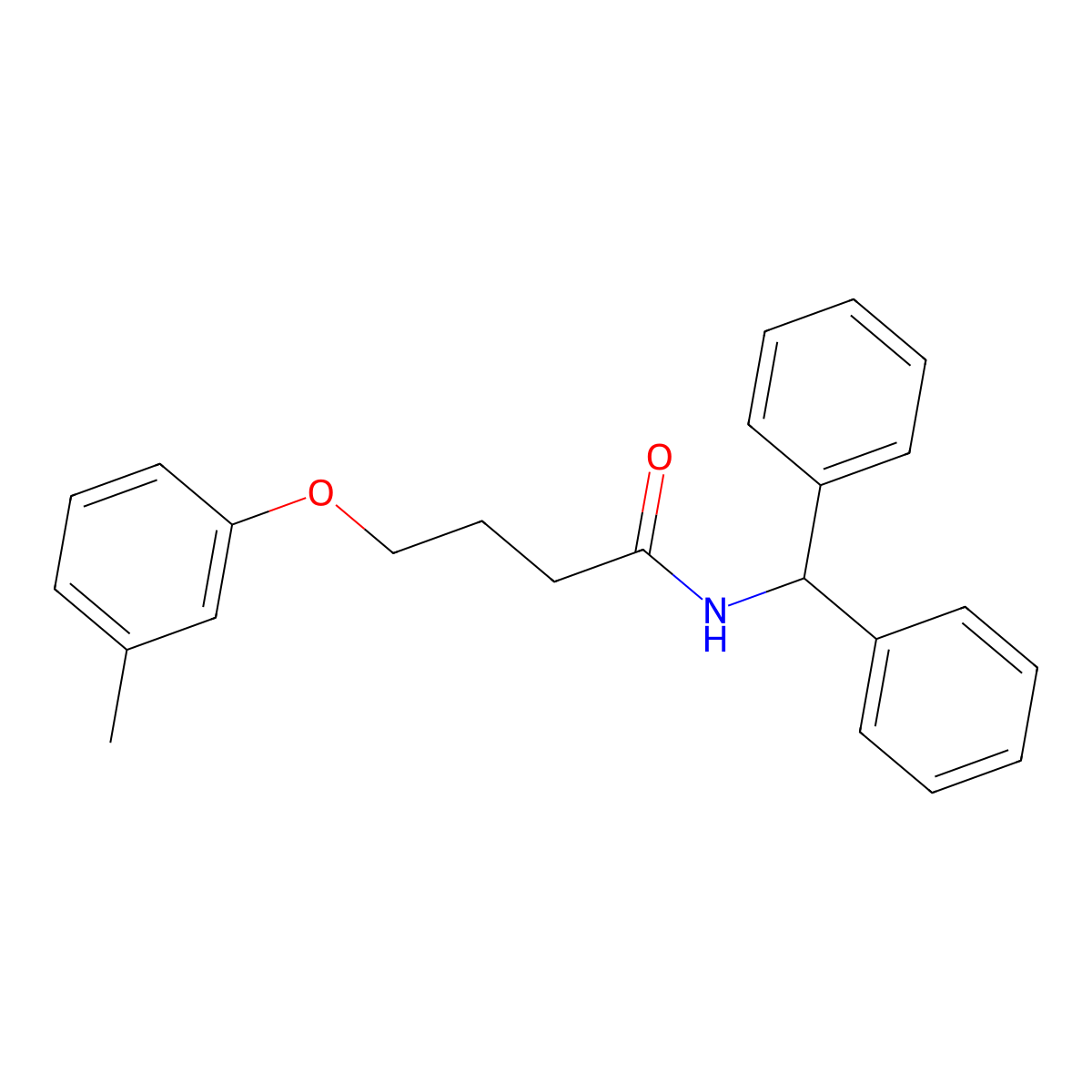 N-(diphenylmethyl)-4-(3-methylphenoxy)butanamide molecular structure, CAS 432518-65-5