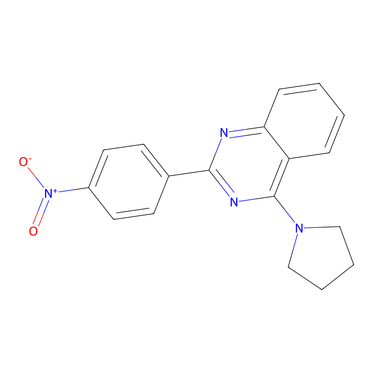 2-(4-Nitrophenyl)-4-(pyrrolidin-1-yl)quinazoline molecular structure, CAS 432518-68-8