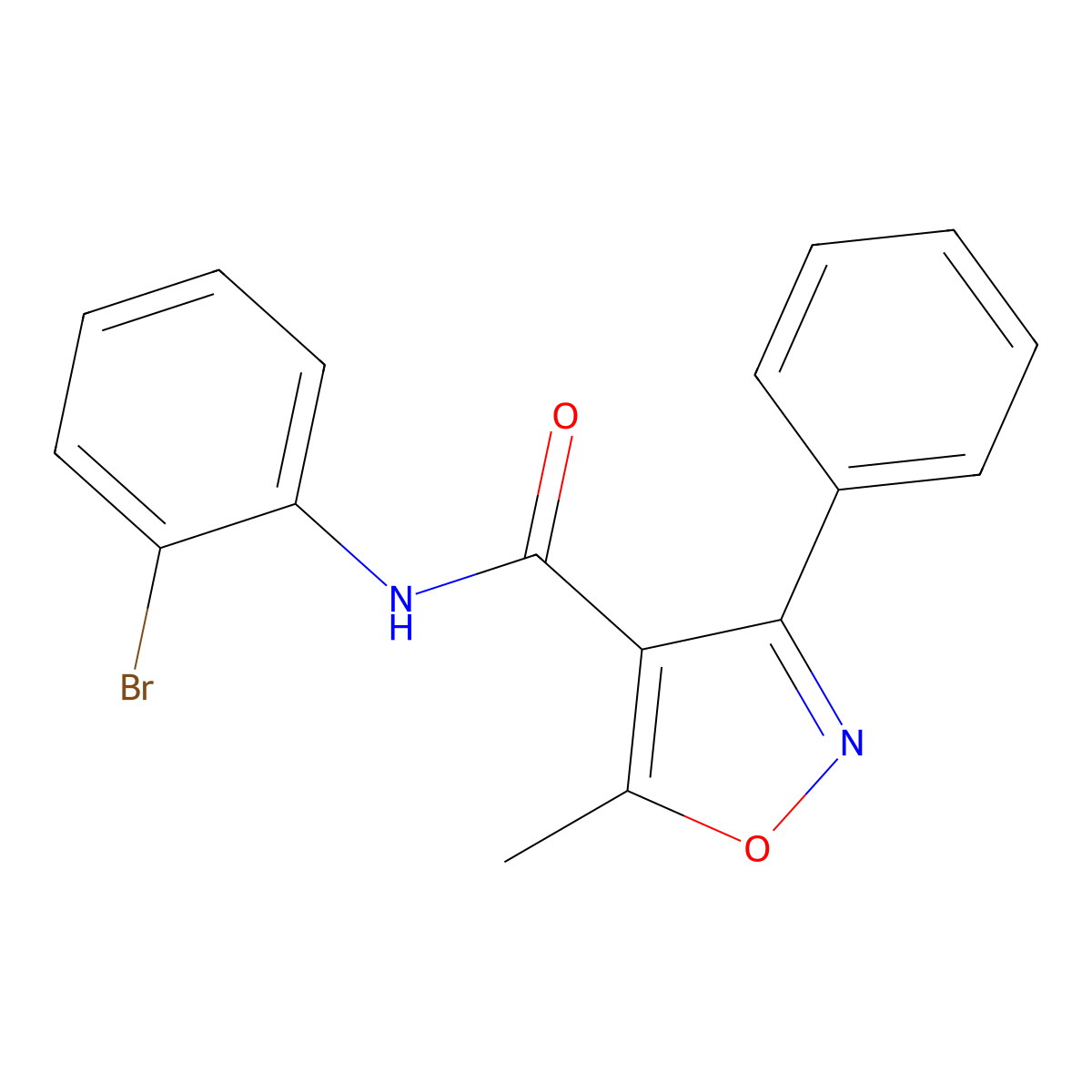 N-(2-bromophenyl)-5-methyl-3-phenyl-1,2-oxazole-4-carboxamide molecular structure, CAS 432518-84-8