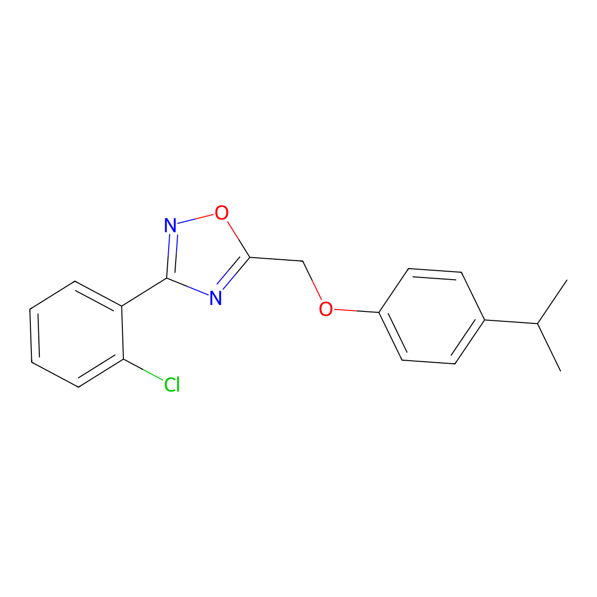 3-(2-Chlorophenyl)-5-{[4-(propan-2-yl)phenoxy]methyl}-1,2,4-oxadiazole molecular structure, CAS 432518-87-1