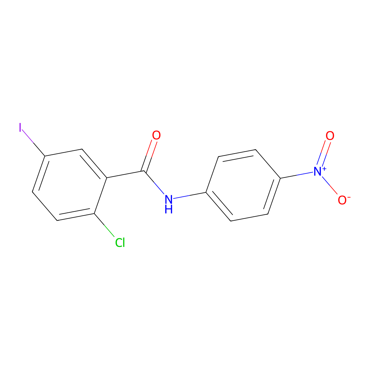 2-chloro-5-iodo-N-(4-nitrophenyl)benzamide molecular structure, CAS 432518-97-3