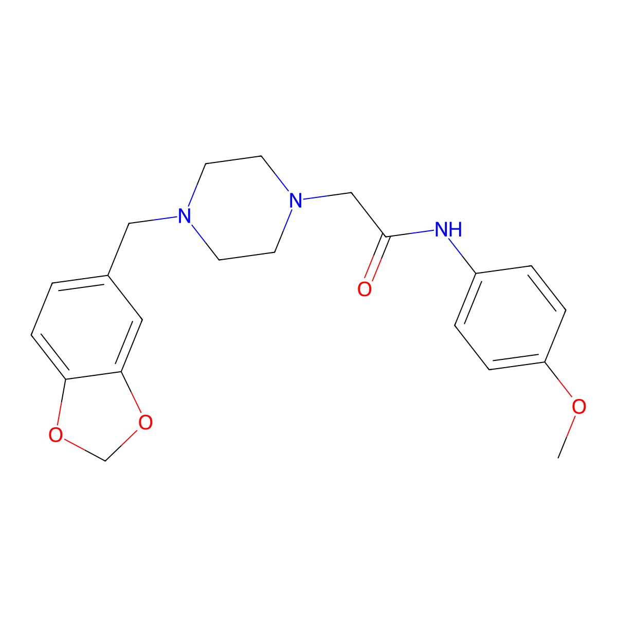 2-[4-(1,3-benzodioxol-5-ylmethyl)piperazin-1-yl]-N-(4-methoxyphenyl)acetamide molecular structure, CAS 432519-02-3