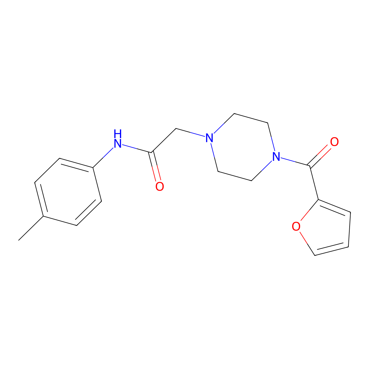 2-[4-(furan-2-carbonyl)piperazin-1-yl]-N-(4-methylphenyl)acetamide molecular structure, CAS 432519-36-3