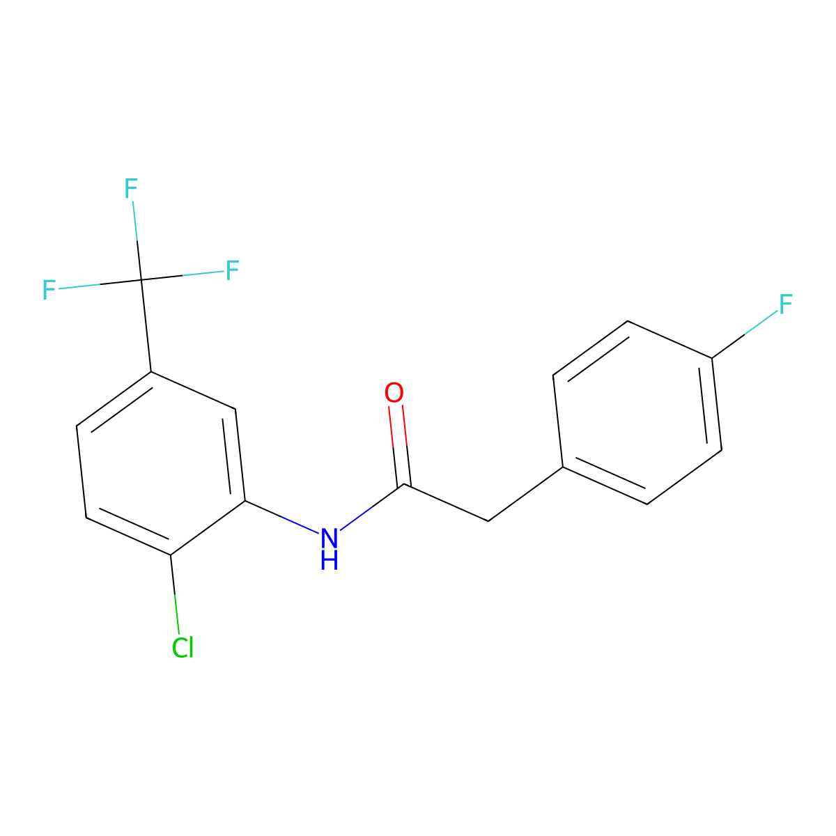 N-[2-chloro-5-(trifluoromethyl)phenyl]-2-(4-fluorophenyl)acetamide molecular structure, CAS 432519-46-5