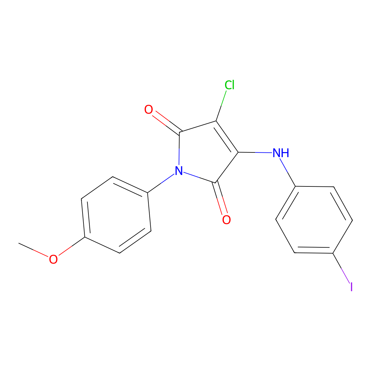 3-Chloro-4-(4-iodoanilino)-1-(4-methoxyphenyl)pyrrole-2,5-dione molecular structure, CAS 432519-52-3