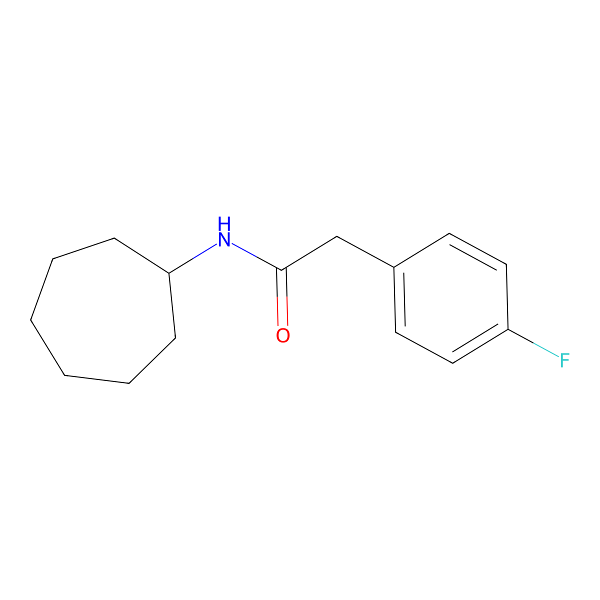 N-cycloheptyl-2-(4-fluorophenyl)acetamide molecular structure, CAS 432519-53-4