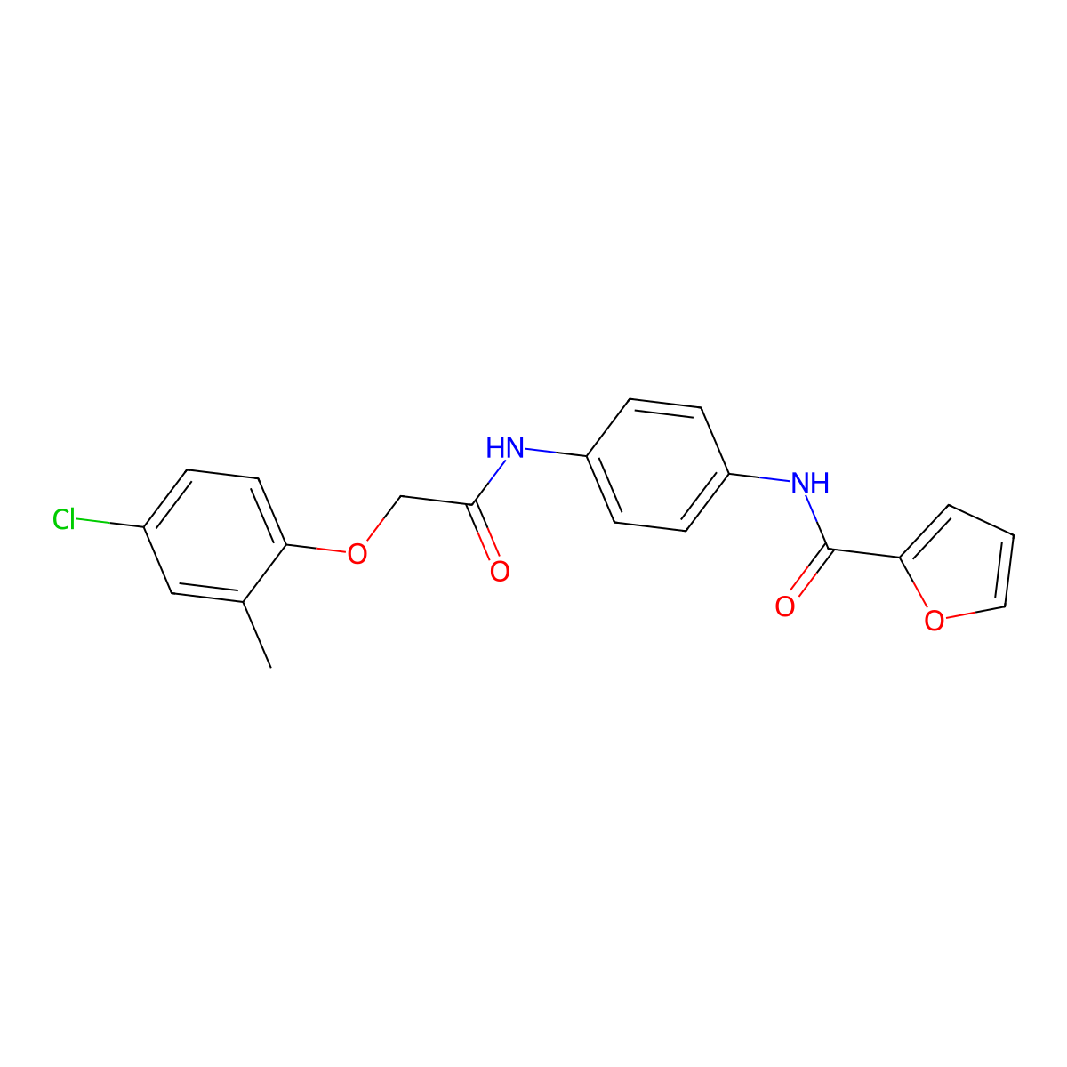 N-(4-{[(4-chloro-2-methylphenoxy)acetyl]amino}phenyl)furan-2-carboxamide molecular structure, CAS 432519-60-3