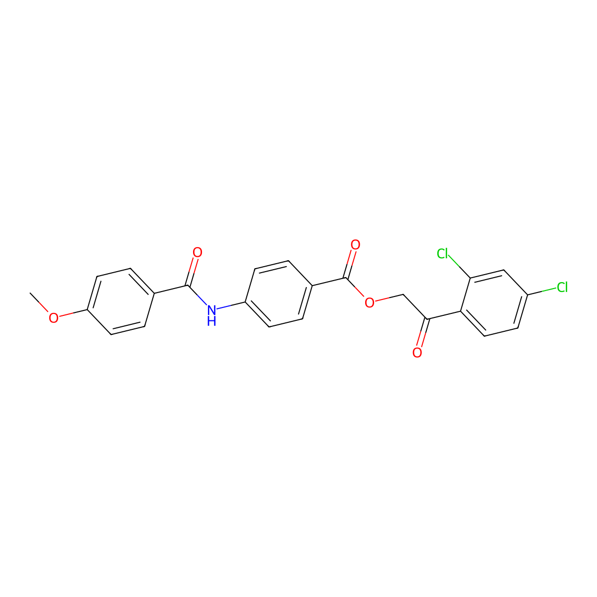 2-(2,4-Dichlorophenyl)-2-oxoethyl 4-[(4-methoxybenzoyl)amino]benzoate molecular structure, CAS 432519-74-9