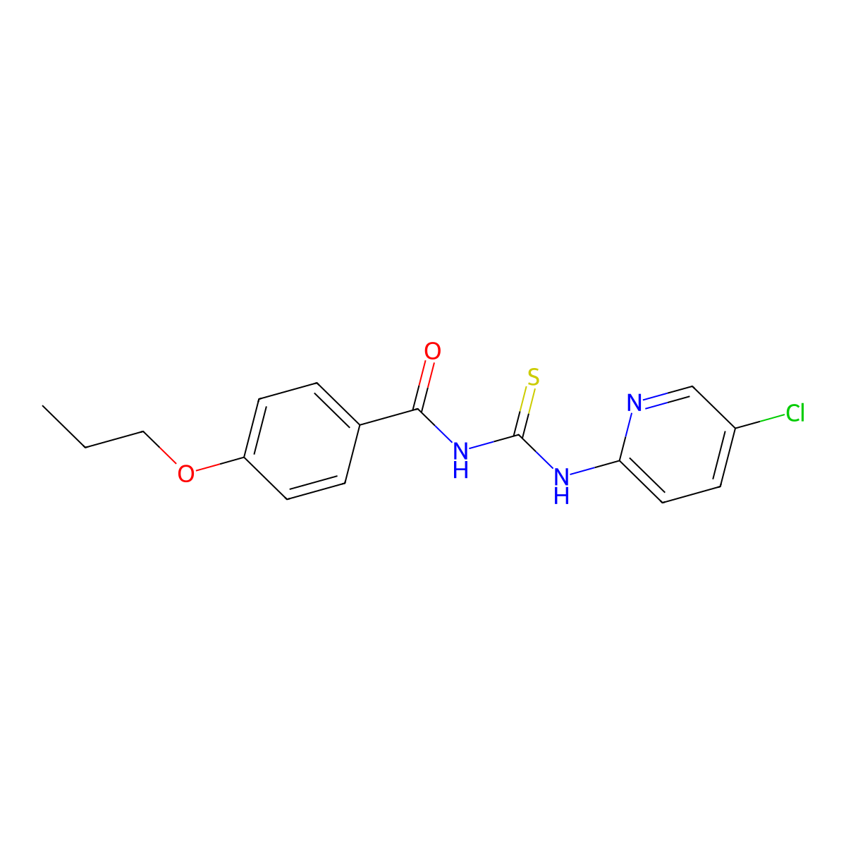 N-[(5-chloropyridin-2-yl)carbamothioyl]-4-propoxybenzamide molecular structure, CAS 432519-77-2