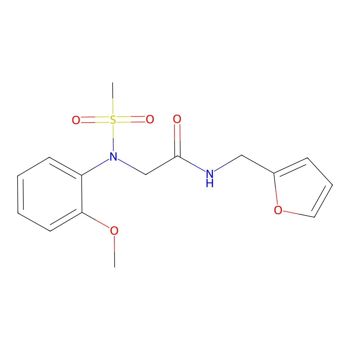 N-(furan-2-ylmethyl)-2-(2-methoxy-N-methylsulfonylanilino)acetamide molecular structure, CAS 432519-80-7