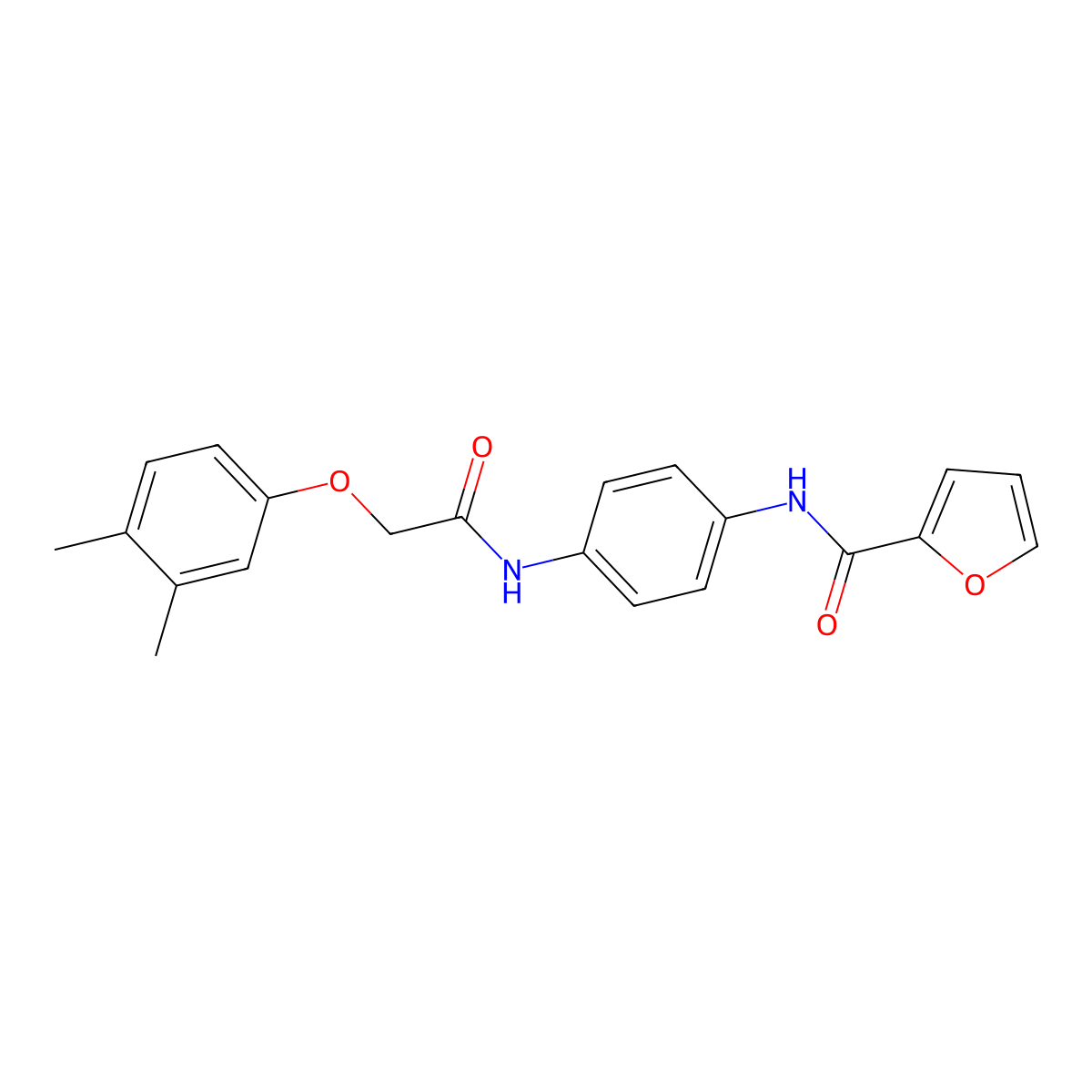 N-(4-{[(3,4-dimethylphenoxy)acetyl]amino}phenyl)furan-2-carboxamide molecular structure, CAS 432519-85-2