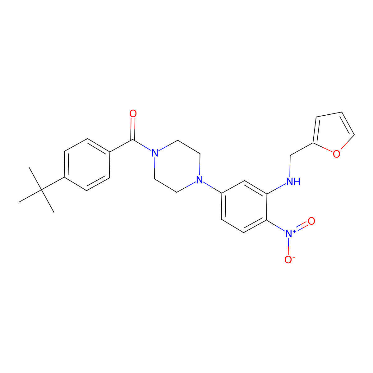 (4-Tert-butylphenyl)-[4-[3-(furan-2-ylmethylamino)-4-nitrophenyl]piperazin-1-yl]methanone molecular structure, CAS 432519-92-1