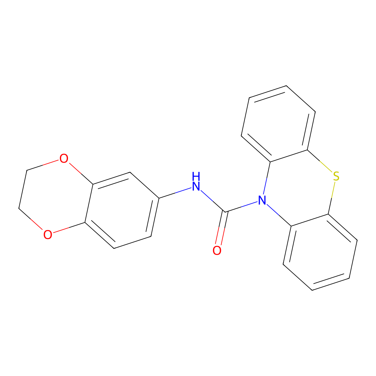 N-(2,3-dihydro-1,4-benzodioxin-6-yl)phenothiazine-10-carboxamide molecular structure, CAS 432519-94-3