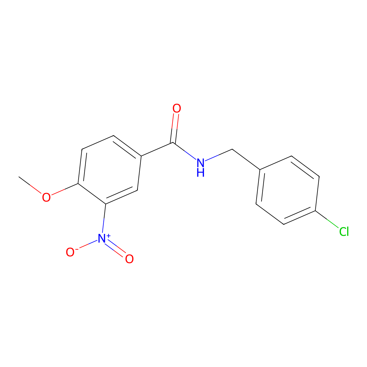 N-(4-chlorobenzyl)-4-methoxy-3-nitrobenzamide molecular structure, CAS 432520-13-3