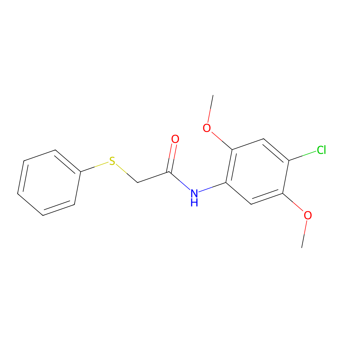 N-(4-chloro-2,5-dimethoxyphenyl)-2-phenylsulfanylacetamide molecular structure, CAS 432520-51-9