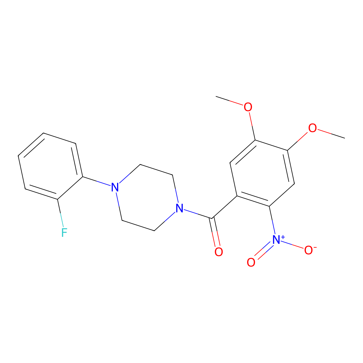 (4,5-Dimethoxy-2-nitrophenyl)-[4-(2-fluorophenyl)piperazin-1-yl]methanone molecular structure, CAS 432520-54-2