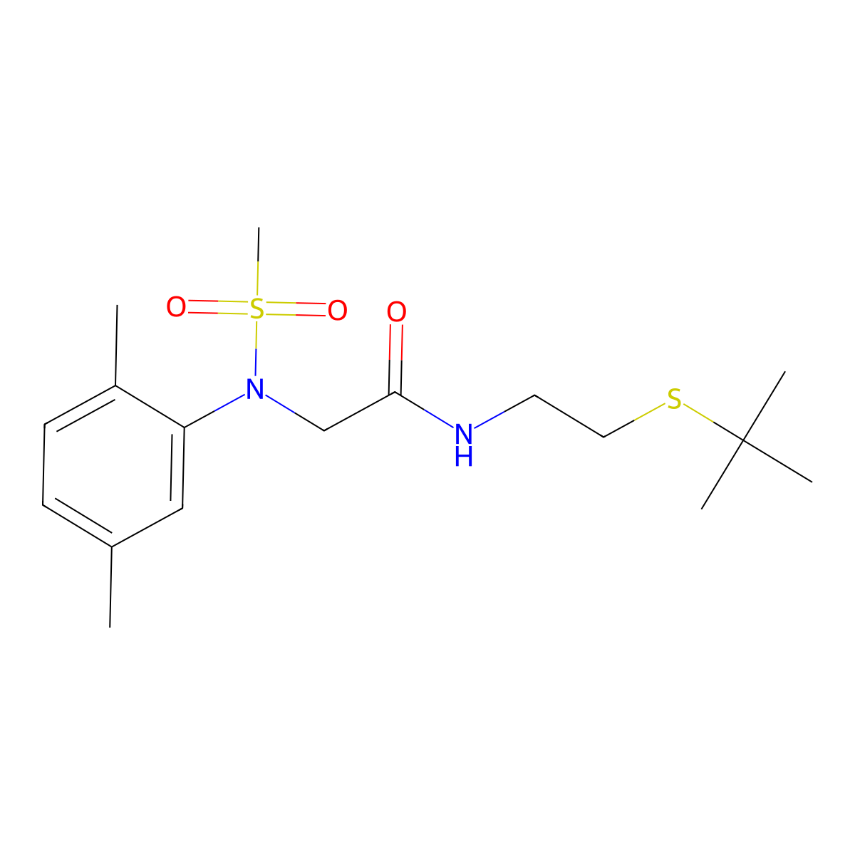 N-(2-tert-butylsulfanylethyl)-2-(2,5-dimethyl-N-methylsulfonylanilino)acetamide molecular structure, CAS 432520-66-6