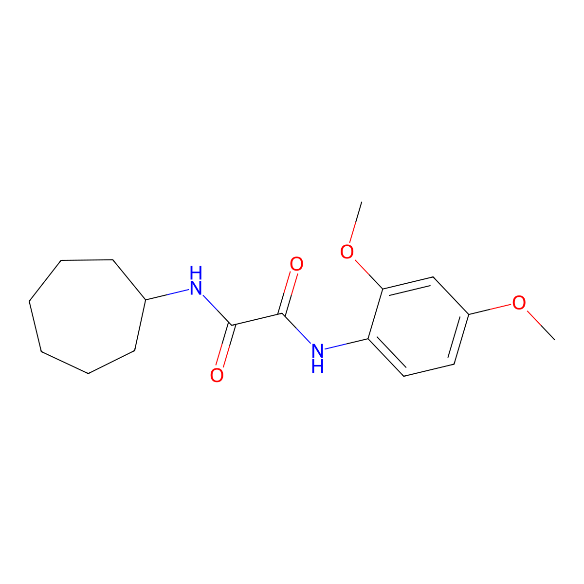 N-cycloheptyl-N'-(2,4-dimethoxyphenyl)oxamide molecular structure, CAS 432520-69-9