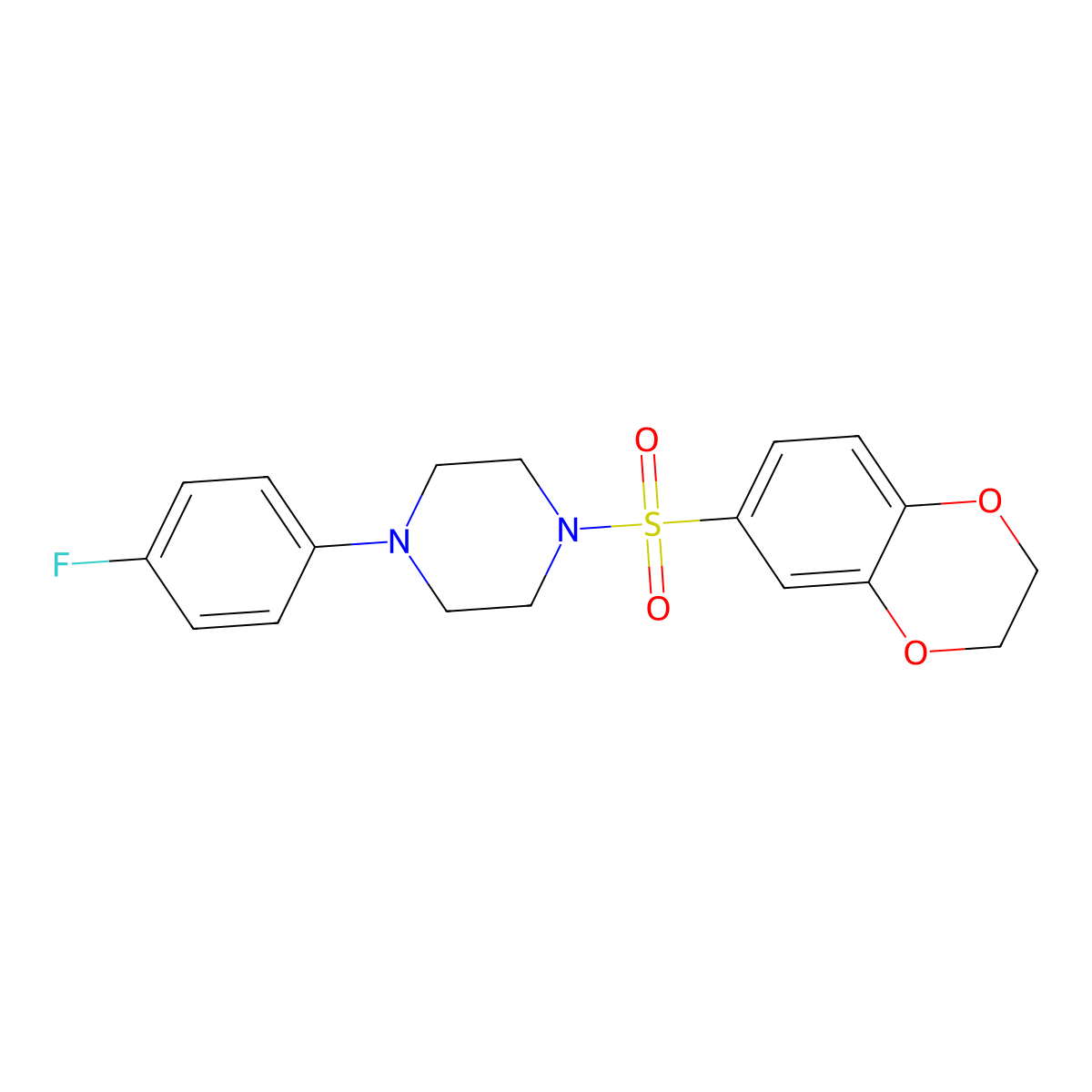 1-(2,3-Dihydro-1,4-benzodioxin-6-ylsulfonyl)-4-(4-fluorophenyl)piperazine molecular structure, CAS 432520-72-4