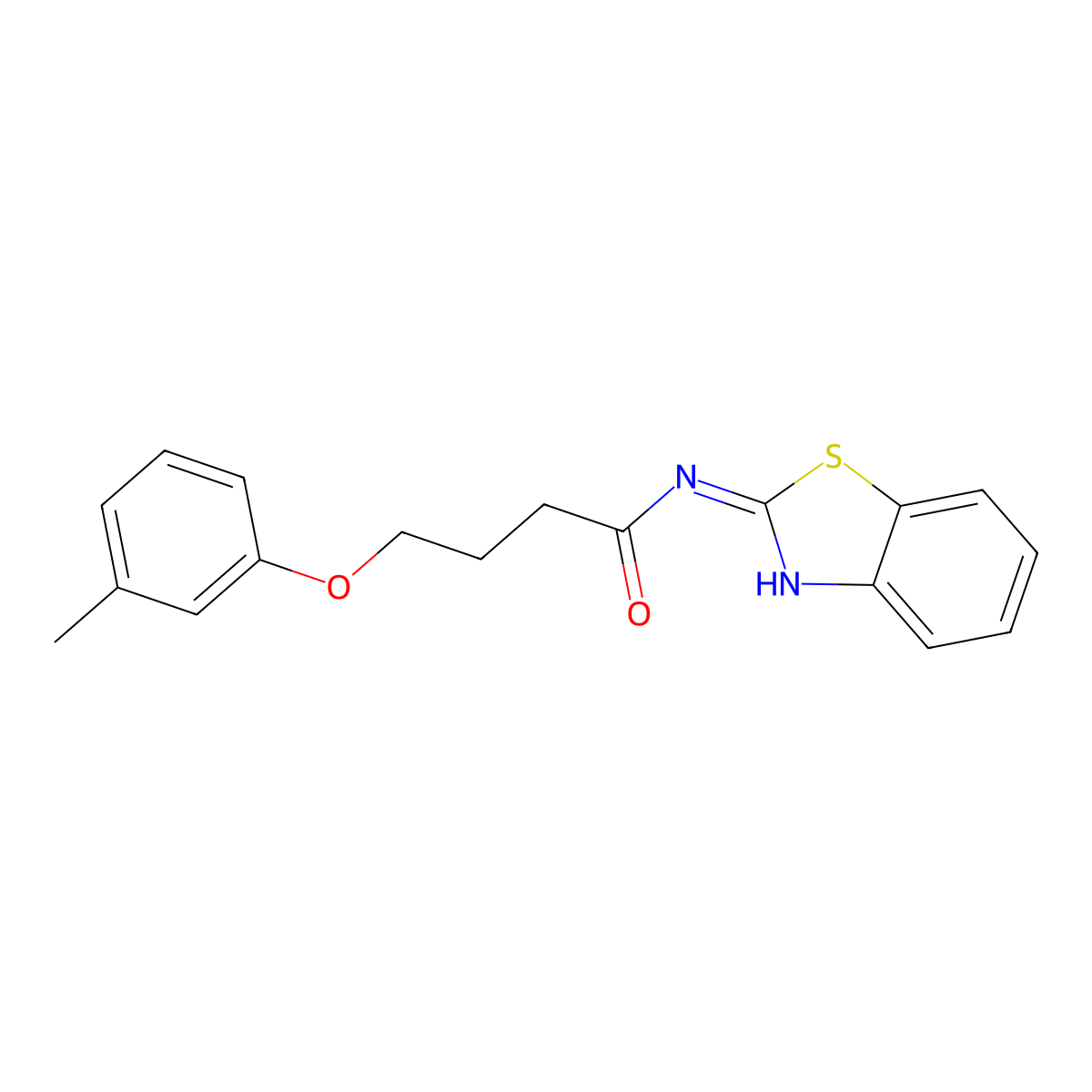 N-Benzothiazol-2-yl-4-m-tolyloxy-butyramide molecular structure, CAS 432520-75-7