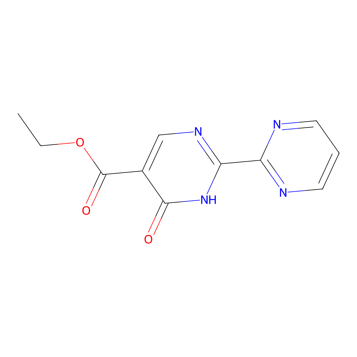 Ethyl 6-oxo-2-(pyrimidin-2-yl)-1,6-dihydropyrimidine-5-carboxylate molecular structure, CAS 432521-54-5