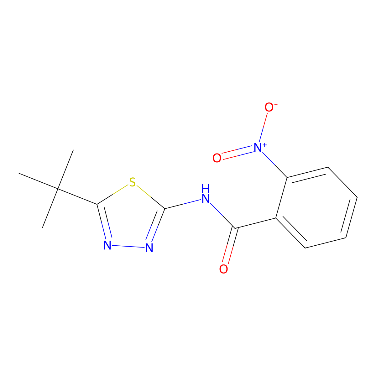 N-(5-tert-butyl-1,3,4-thiadiazol-2-yl)-2-nitrobenzamide molecular structure, CAS 432522-39-9