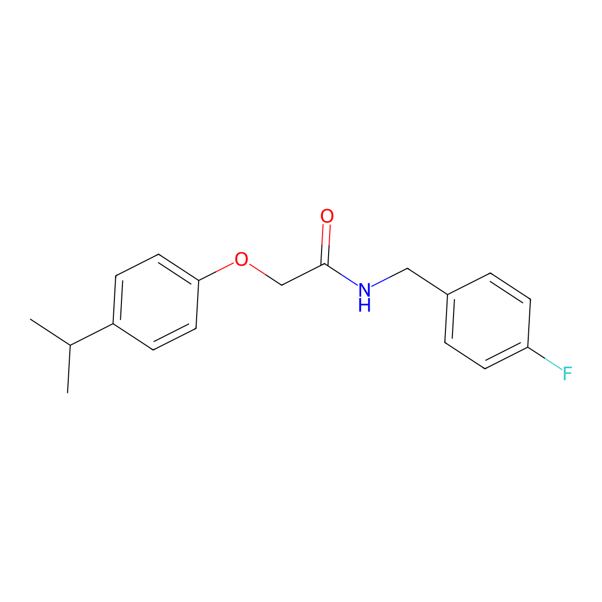 N-(4-fluorobenzyl)-2-[4-(propan-2-yl)phenoxy]acetamide molecular structure, CAS 432522-49-1