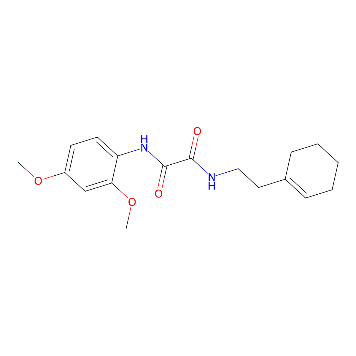 N-[2-(cyclohexen-1-yl)ethyl]-N'-(2,4-dimethoxyphenyl)oxamide molecular structure, CAS 432522-62-8