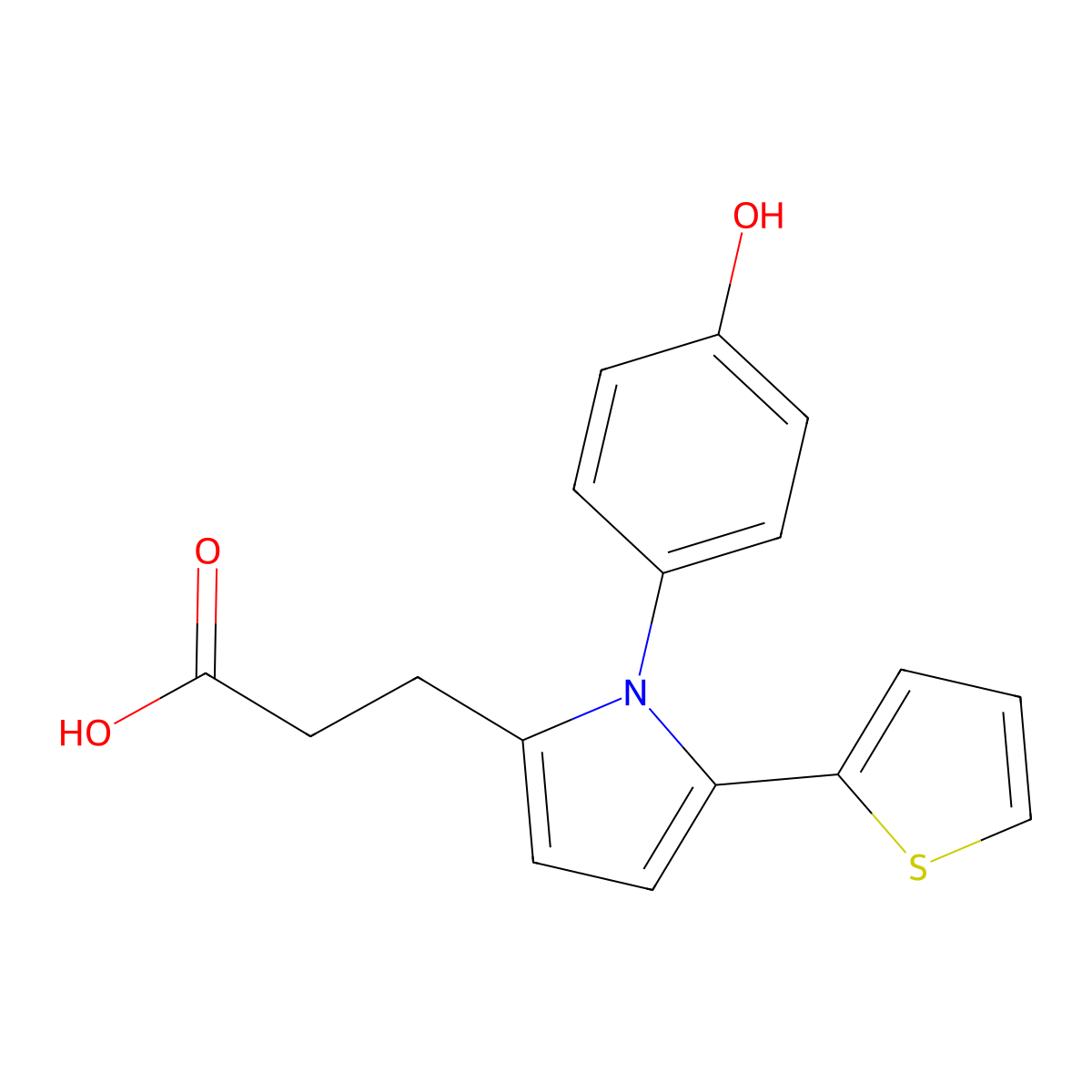3-[1-(4-hydroxyphenyl)-5-(thiophen-2-yl)-1H-pyrrol-2-yl]propanoic acid molecular structure, CAS 432522-99-1