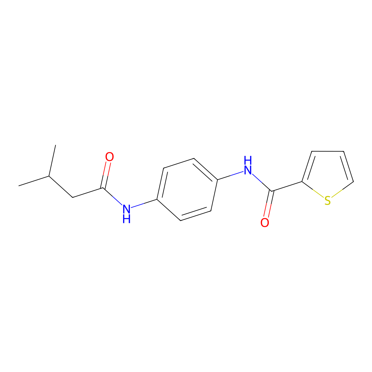N-{4-[(3-methylbutanoyl)amino]phenyl}thiophene-2-carboxamide molecular structure, CAS 432523-09-6