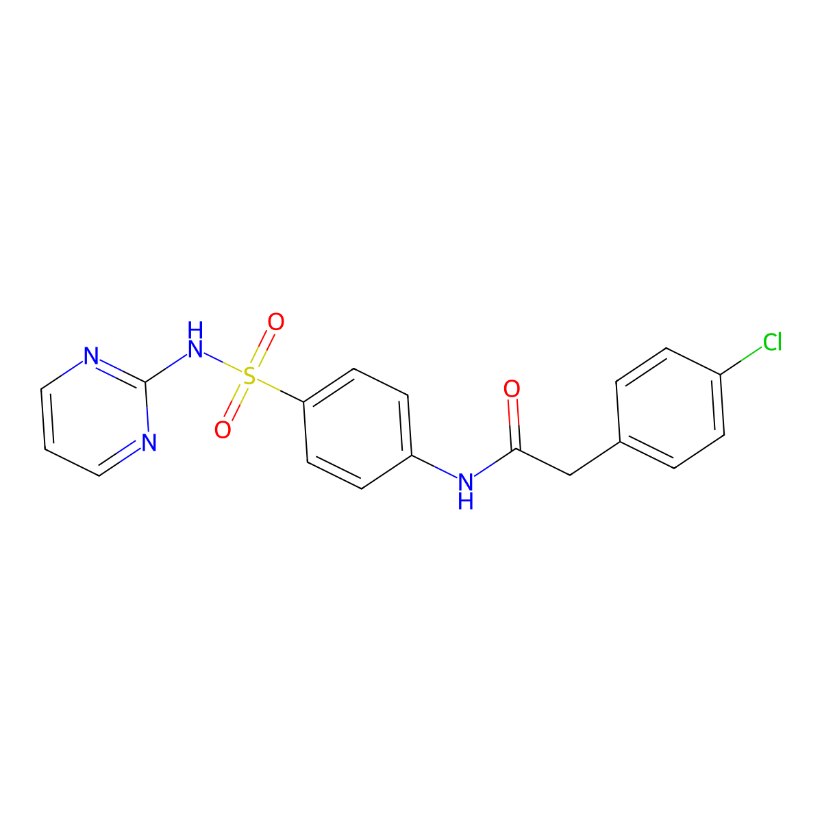 2-(4-Chloro-phenyl)-N-[4-(pyrimidin-2-ylsulfamoyl)-phenyl]-acetamide molecular structure, CAS 432523-40-5