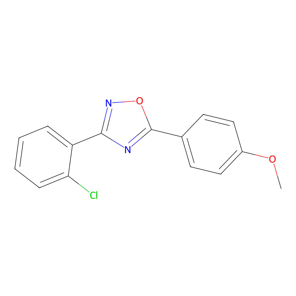 3-(2-Chlorophenyl)-5-(4-methoxyphenyl)-1,2,4-oxadiazole molecular structure, CAS 432523-43-8