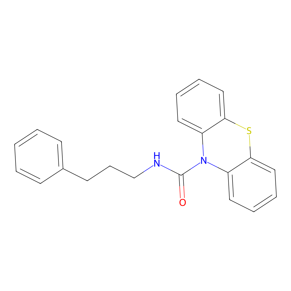N-(3-phenylpropyl)phenothiazine-10-carboxamide molecular structure, CAS 432523-50-7