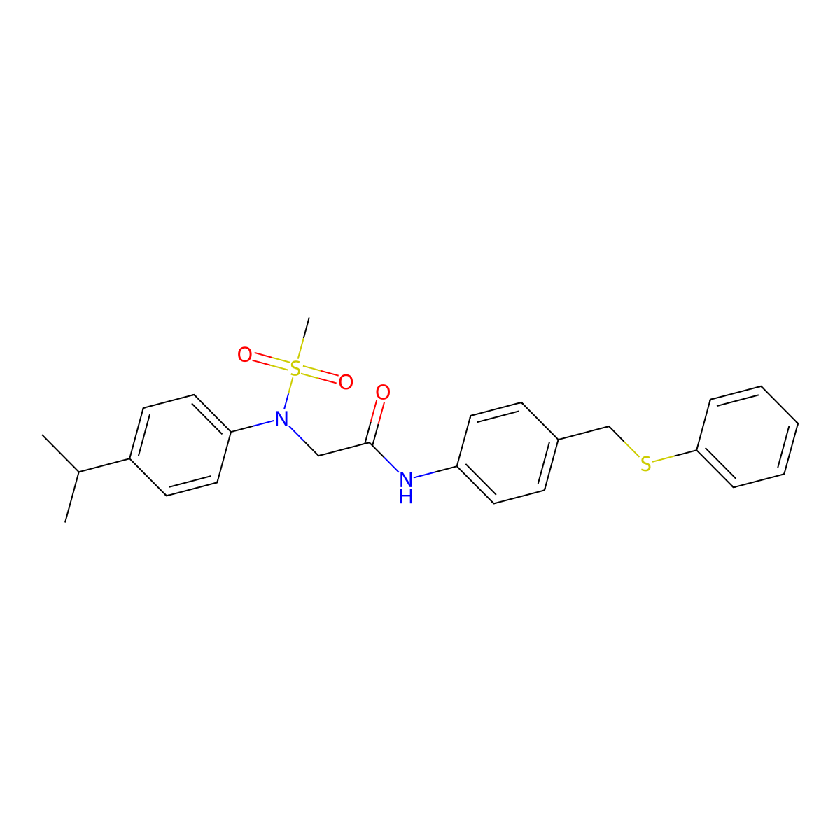 2-(N-methylsulfonyl-4-propan-2-ylanilino)-N-[4-(phenylsulfanylmethyl)phenyl]acetamide molecular structure, CAS 432523-54-1