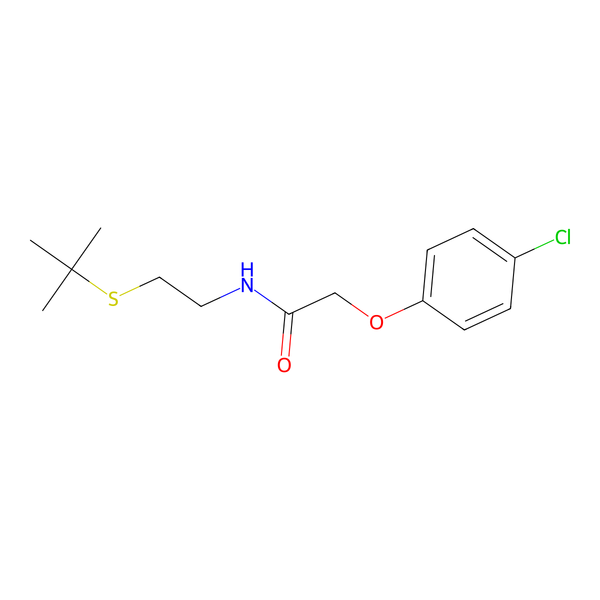 N-(2-tert-butylsulfanylethyl)-2-(4-chlorophenoxy)acetamide molecular structure, CAS 432524-03-3