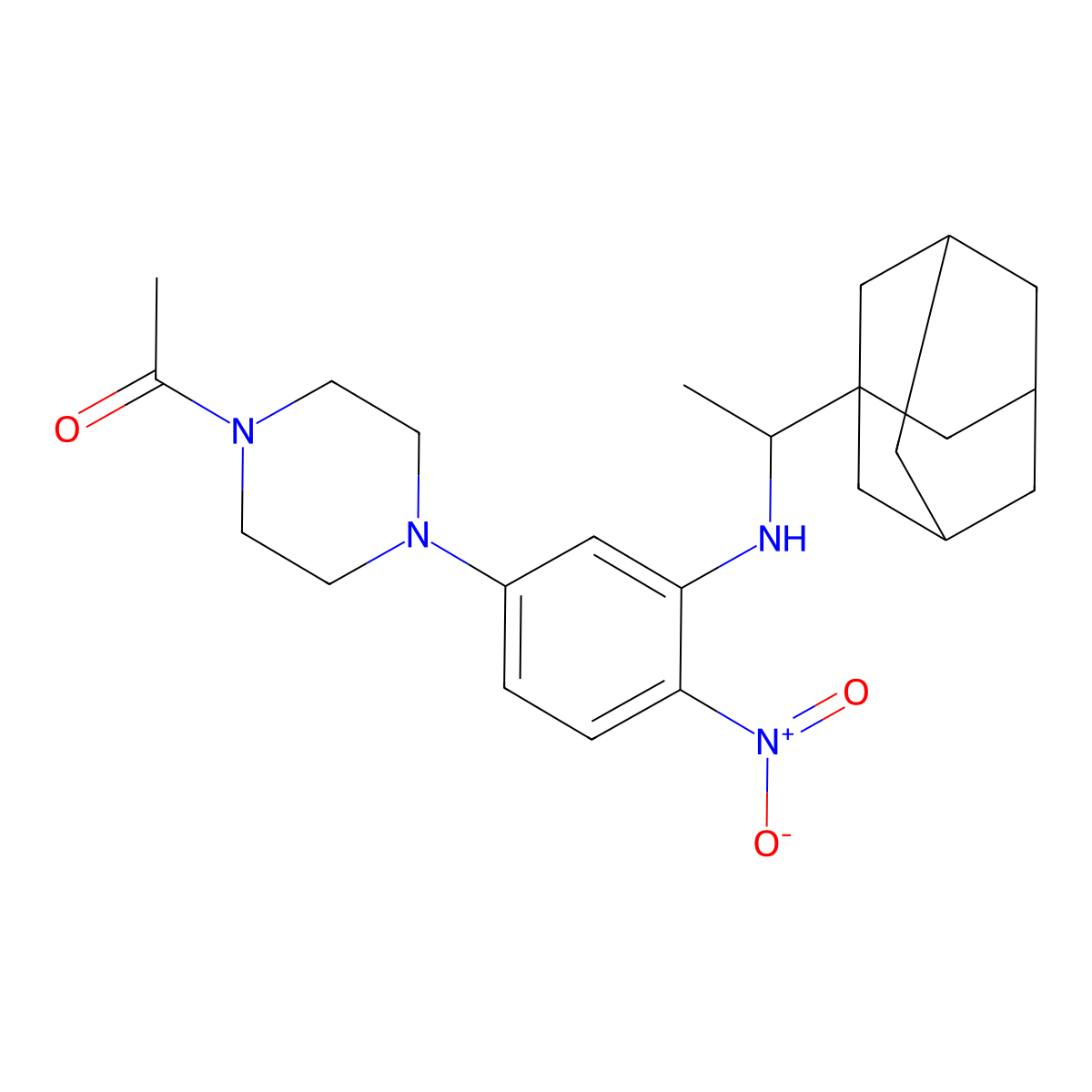 1-[4-[3-[1-(1-Adamantyl)ethylamino]-4-nitrophenyl]piperazin-1-yl]ethanone molecular structure, CAS 432524-31-7