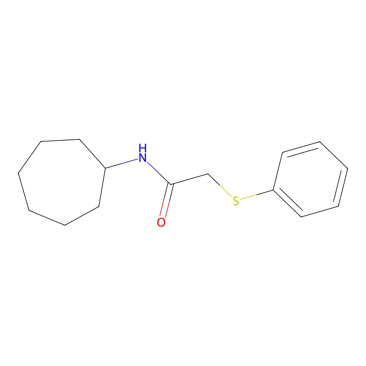 N-cycloheptyl-2-(phenylsulfanyl)acetamide molecular structure, CAS 432524-33-9