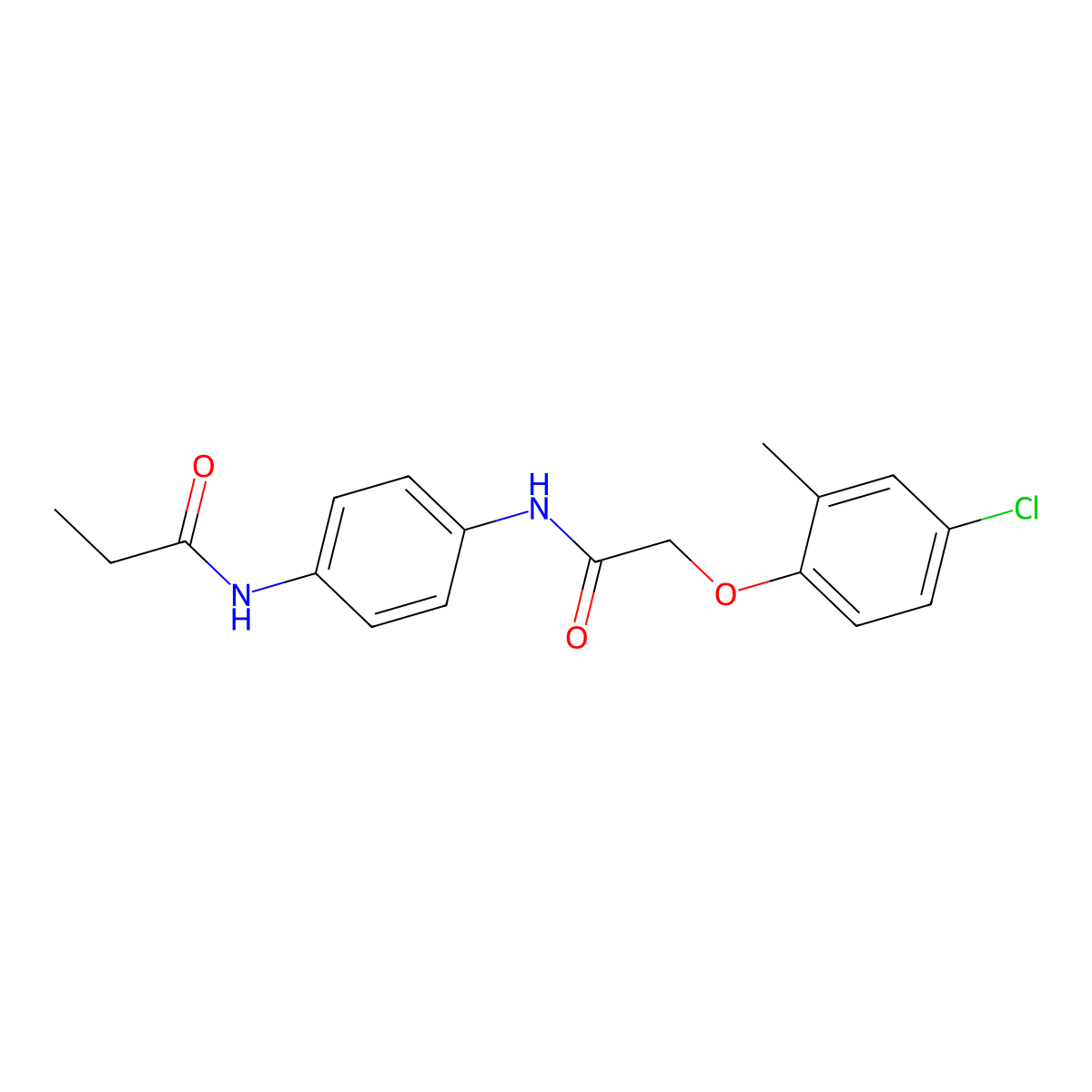 N-(4-{[(4-chloro-2-methylphenoxy)acetyl]amino}phenyl)propanamide molecular structure, CAS 432524-66-8