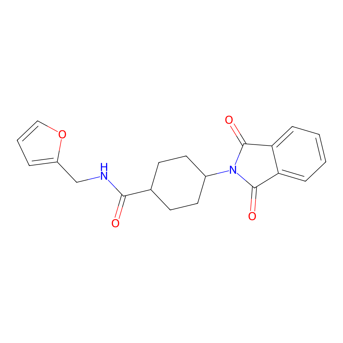 4-(1,3-dioxoisoindol-2-yl)-N-(furan-2-ylmethyl)cyclohexane-1-carboxamide molecular structure, CAS 432524-85-1