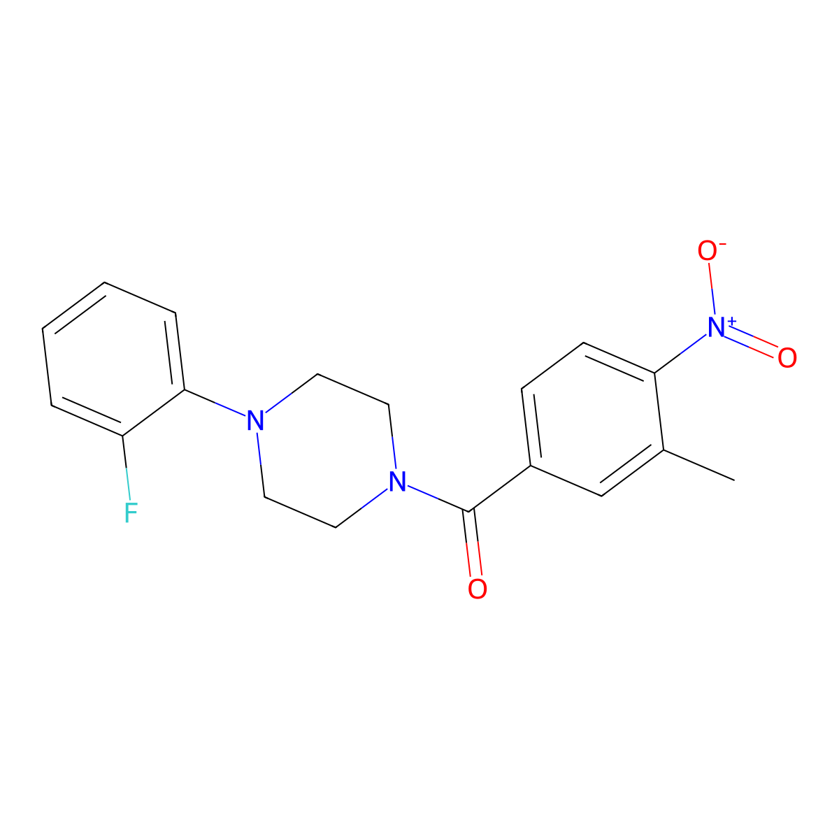 [4-(2-Fluorophenyl)piperazin-1-yl]-(3-methyl-4-nitrophenyl)methanone molecular structure, CAS 432524-86-2