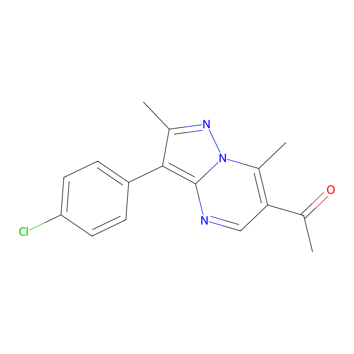1-[3-(4-Chlorophenyl)-2,7-dimethylpyrazolo[1,5-a]pyrimidin-6-yl]ethanone molecular structure, CAS 432524-92-0